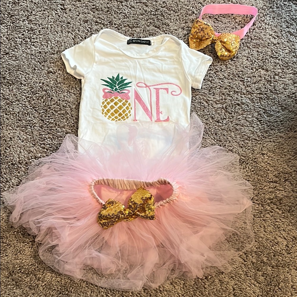 Pink and Gold Pineapple First Birthday Costume